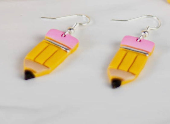 Teacher Pencil Clay Dangle Earrings