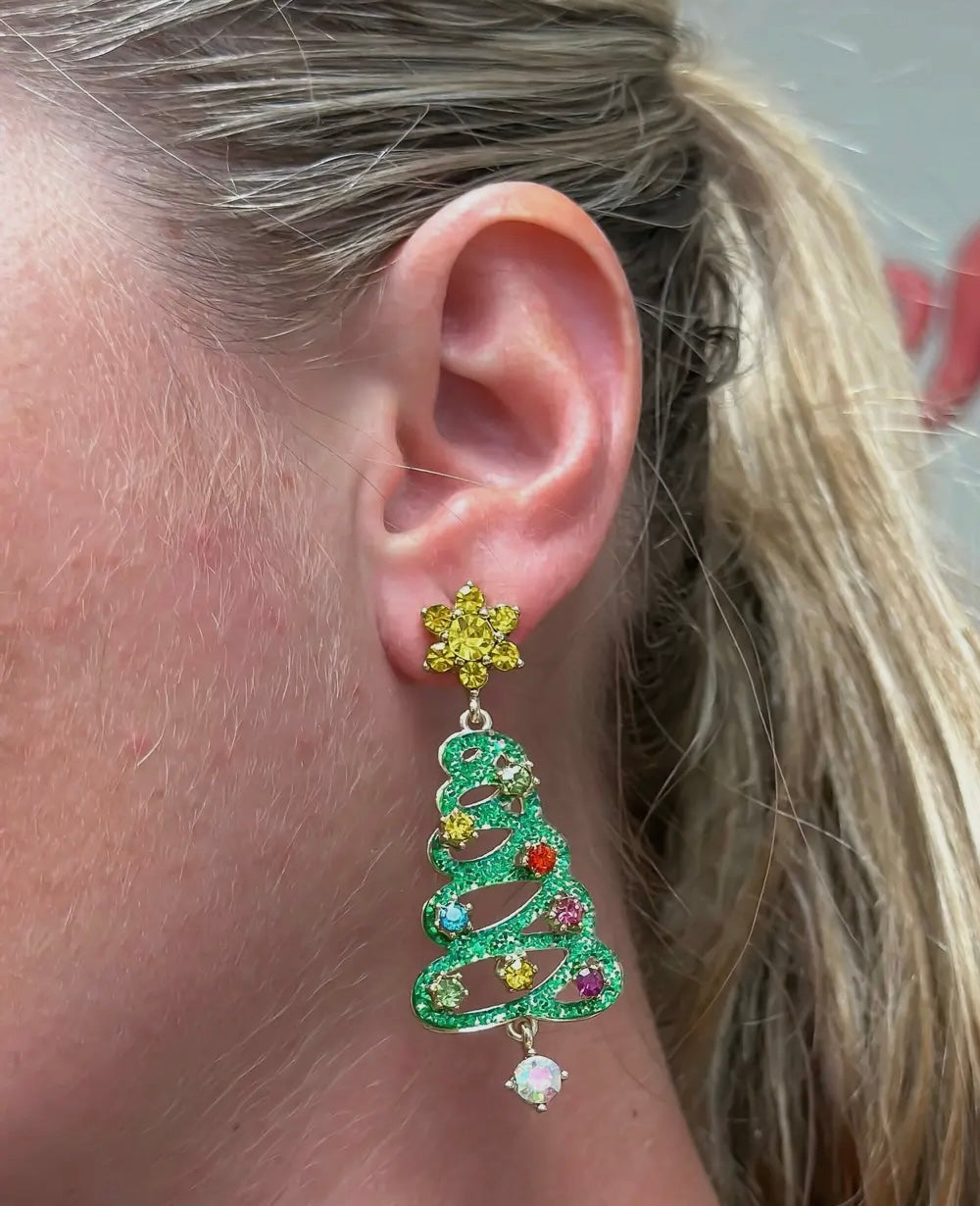 Christmas Tree Dangle Earrings