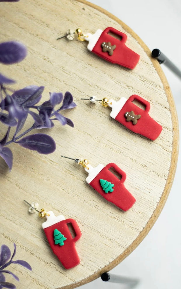 Christmas Coffee & Stanley Cups Clay Earrings