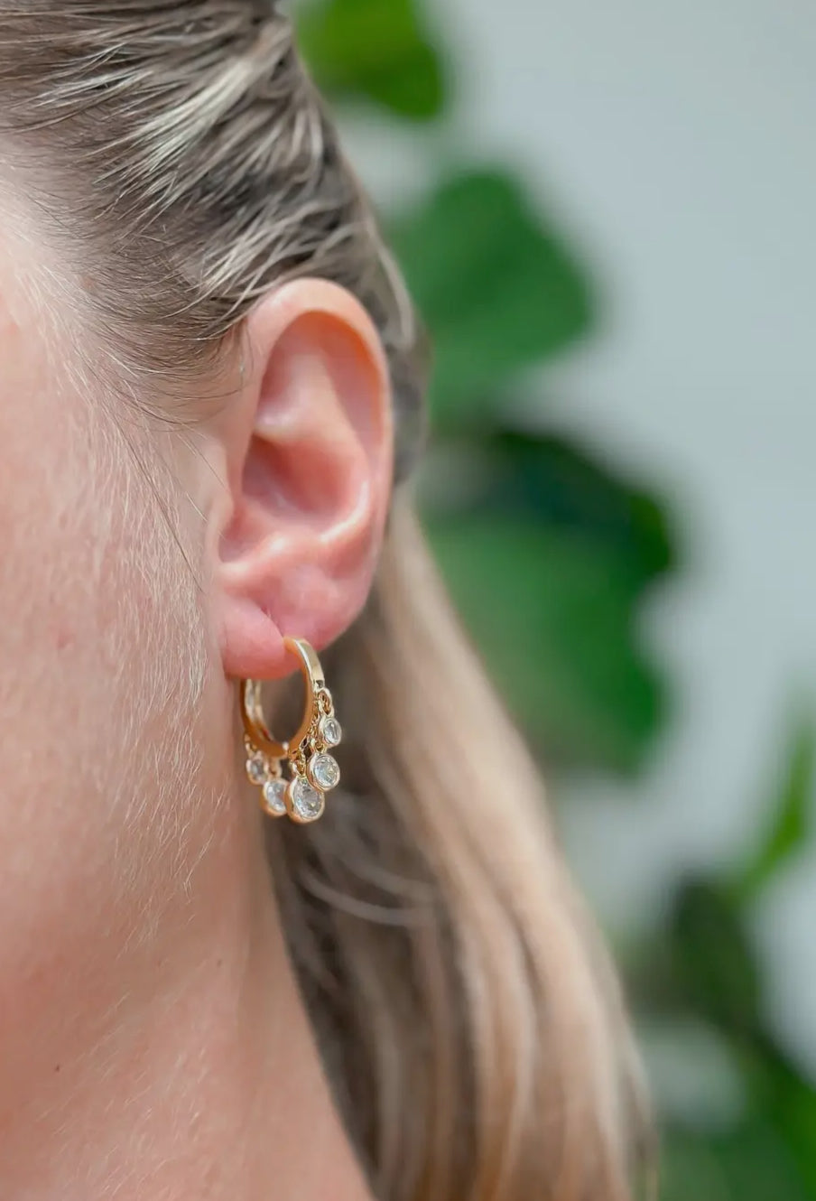 Hoop Earrings With Crystal Dangle