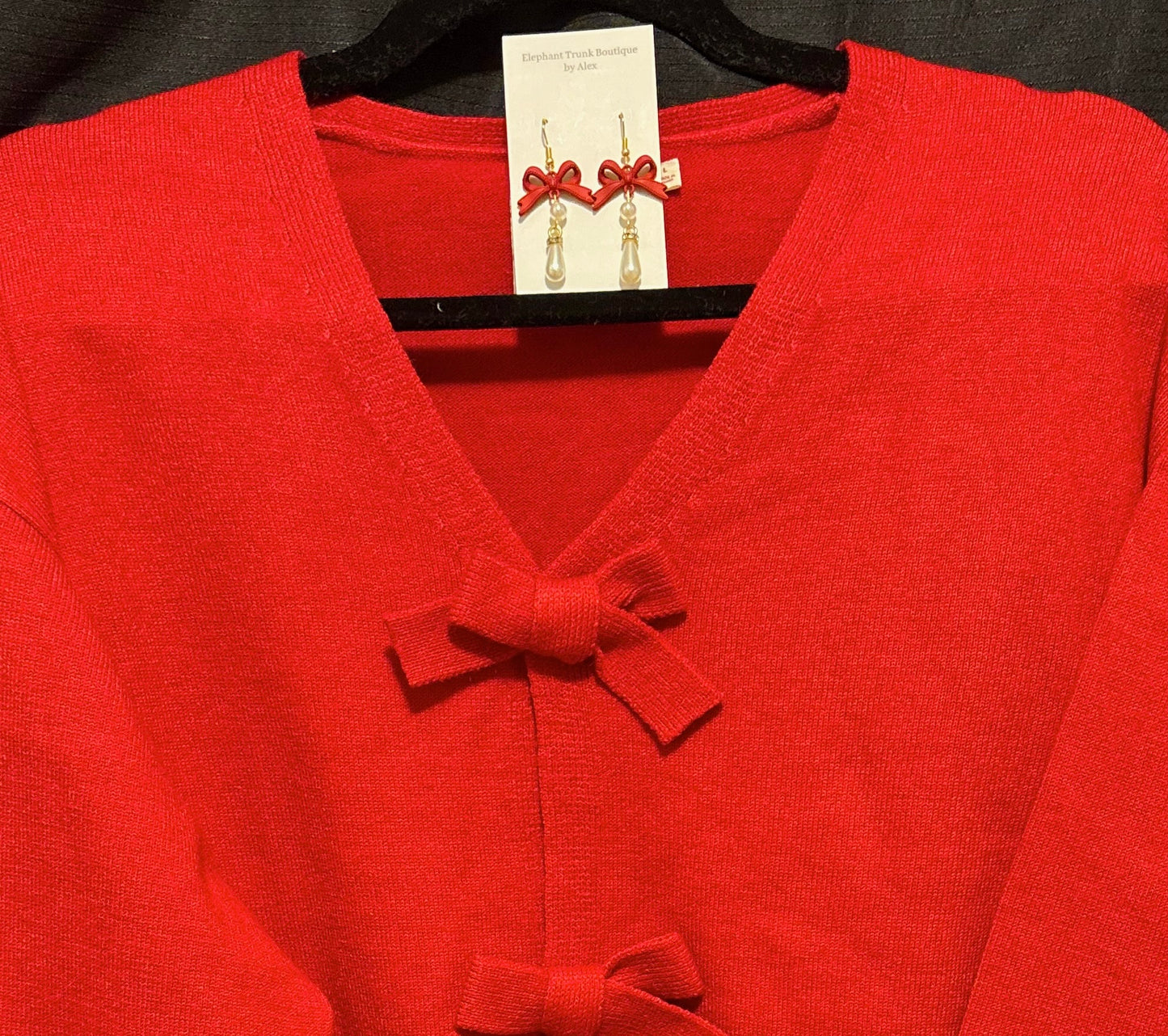 Bow with Pearls Gold Dangle Earrings