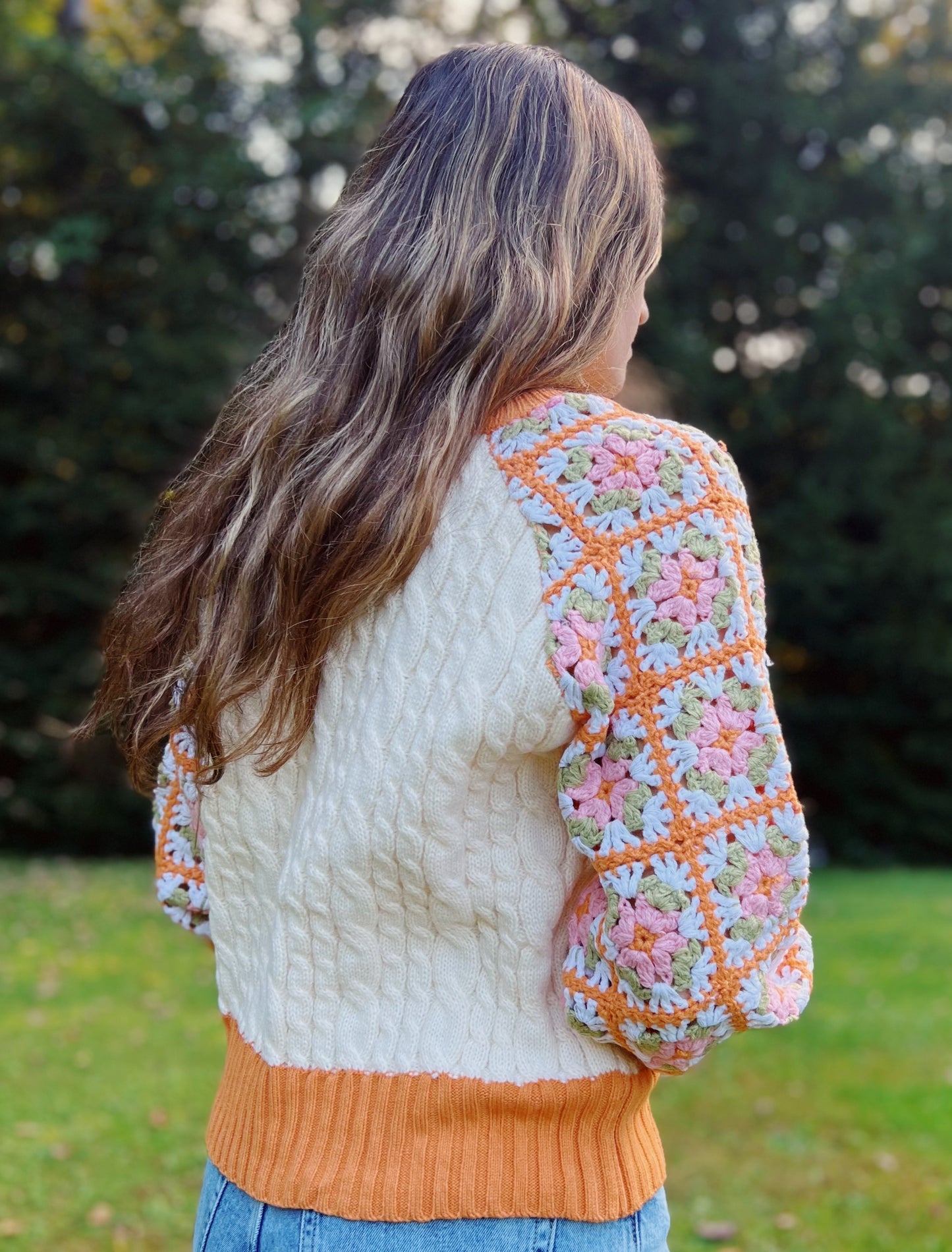 Fall Attitude Crochet Sleeve Knit Sweater