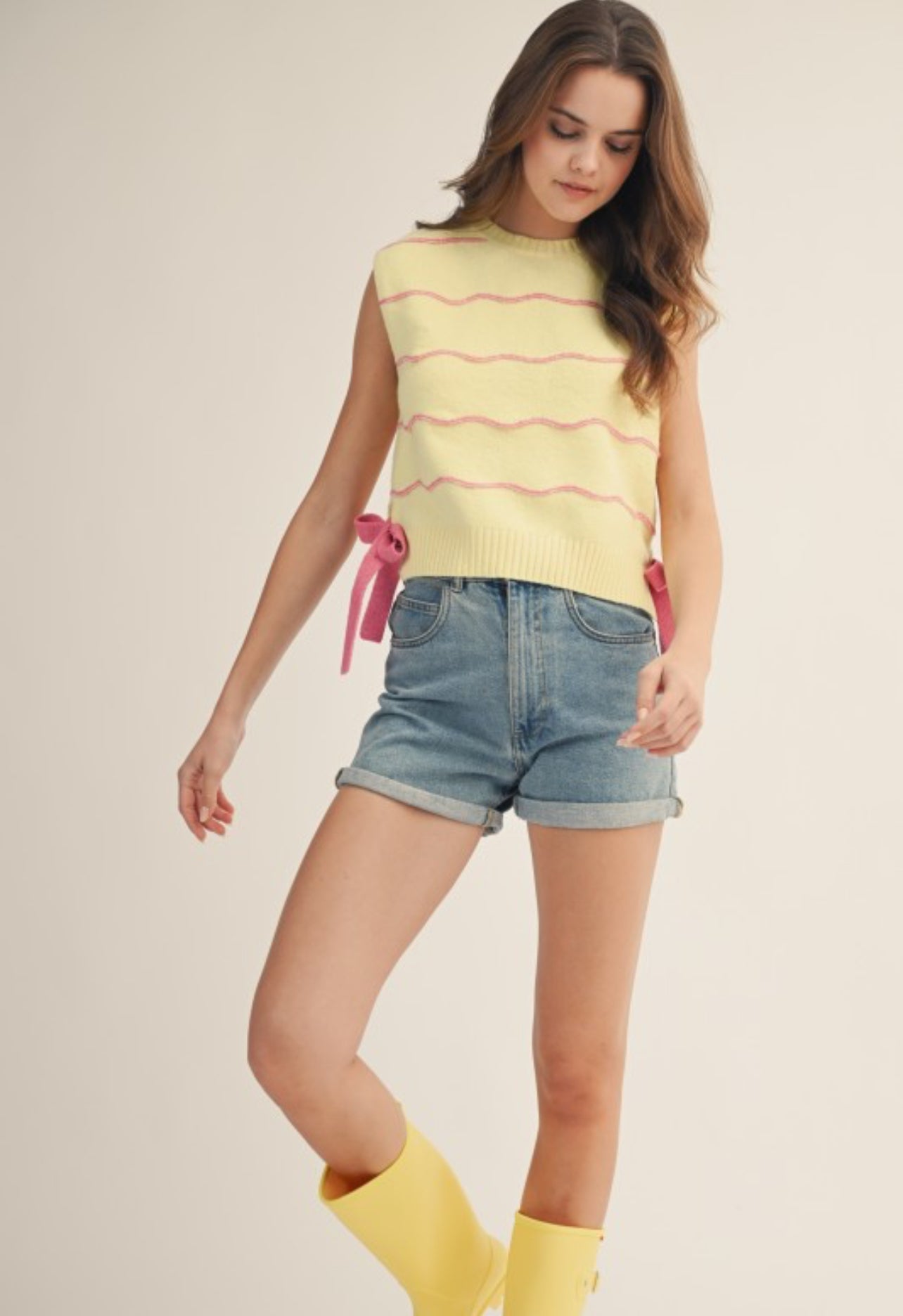 Buttercup and Blush Sweater Vest Tie Tank