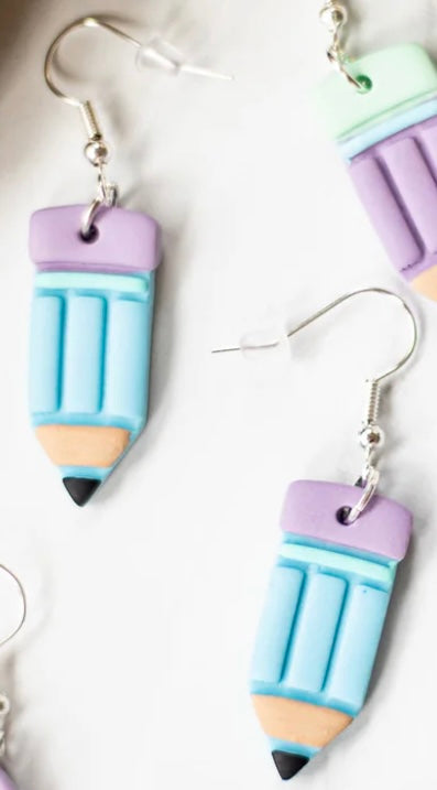 Teacher Pencil Clay Dangle Earrings
