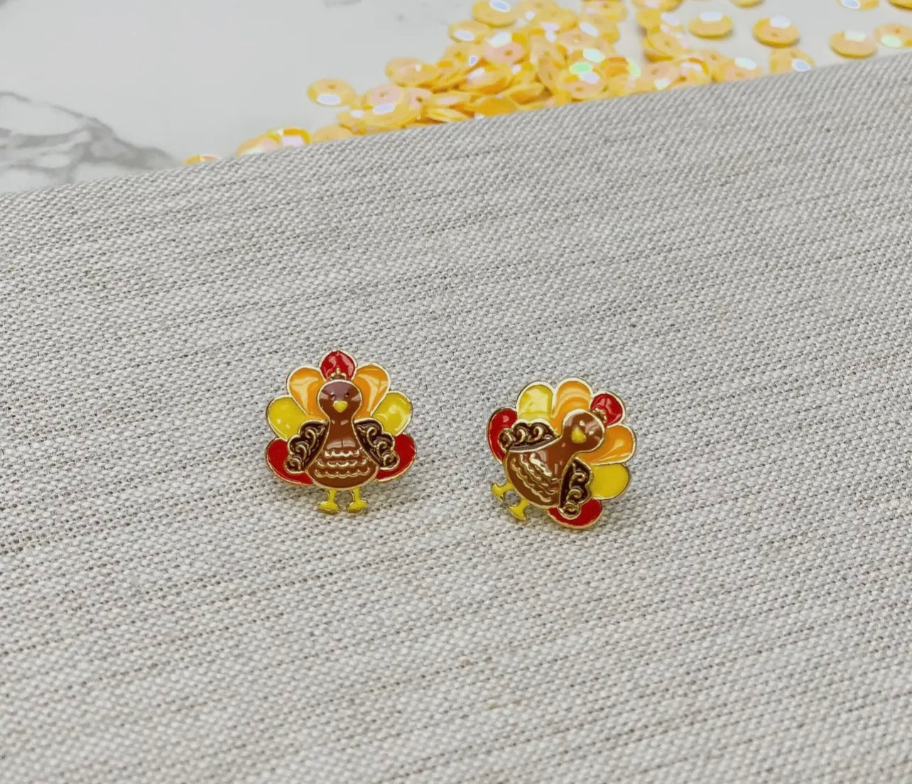 Thanksgiving Turkey Stud Earrings