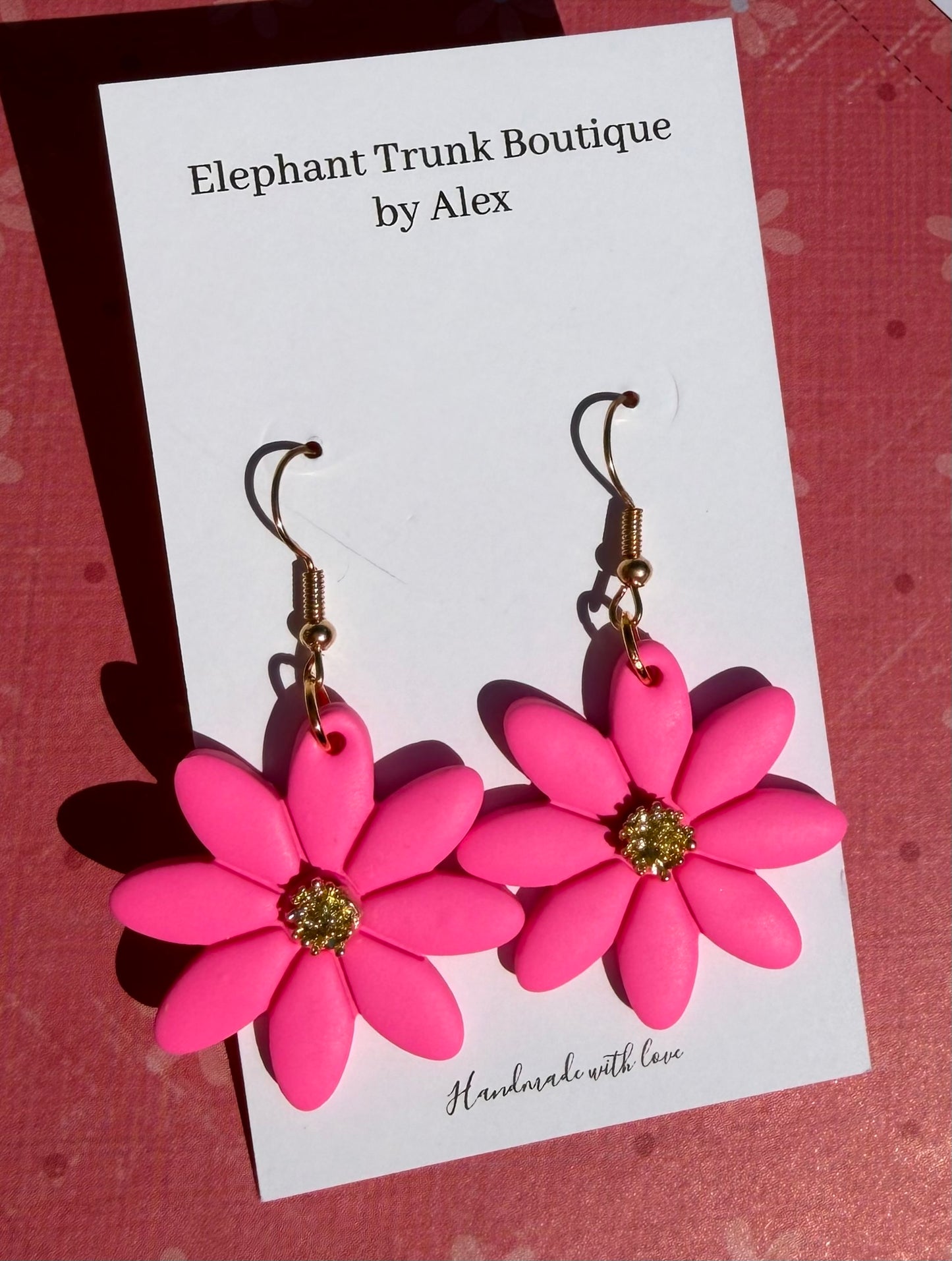 Bright Large Flower Clay Dangle Earrings