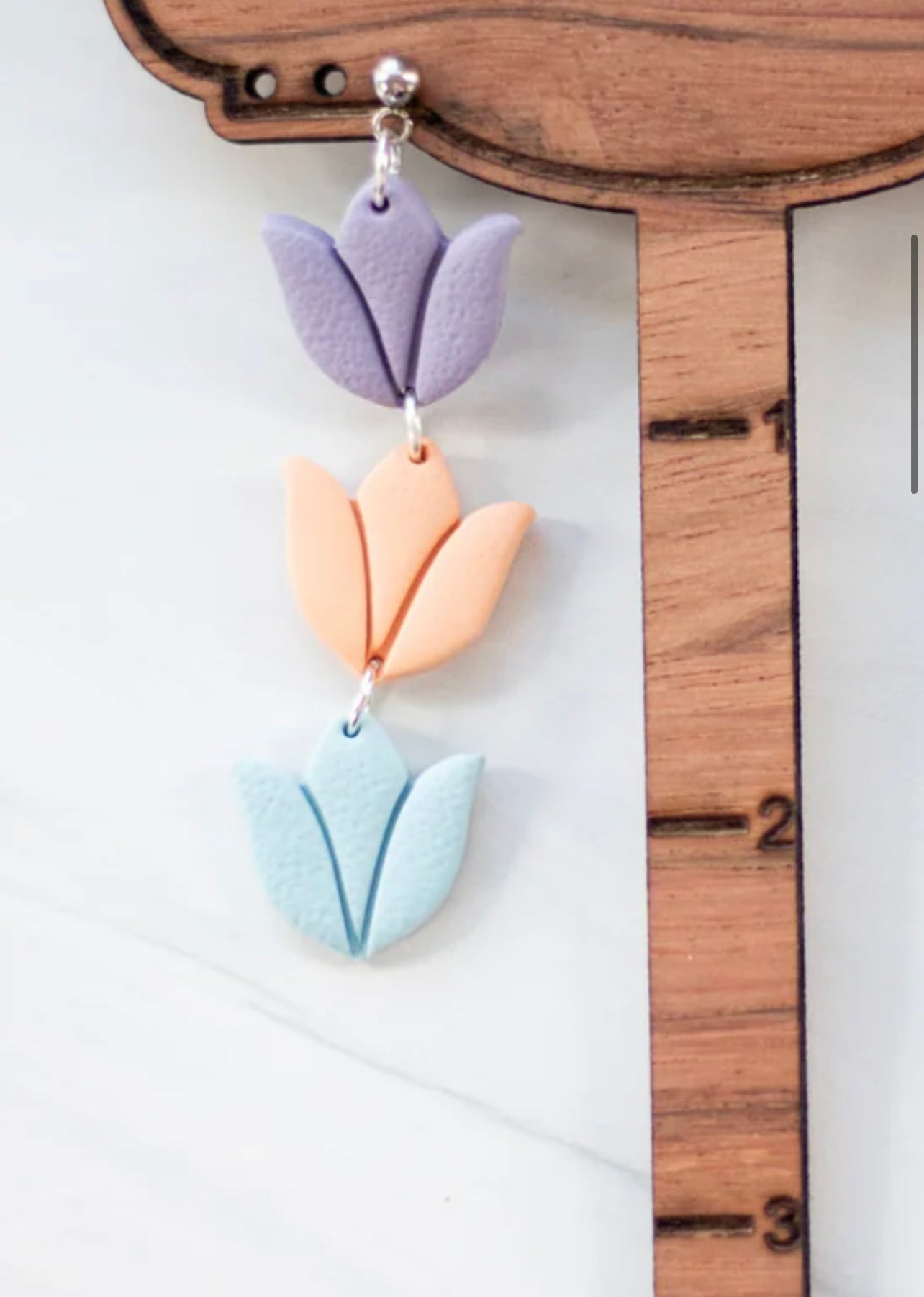 Pastel Tulip Trio Dangle Earrings