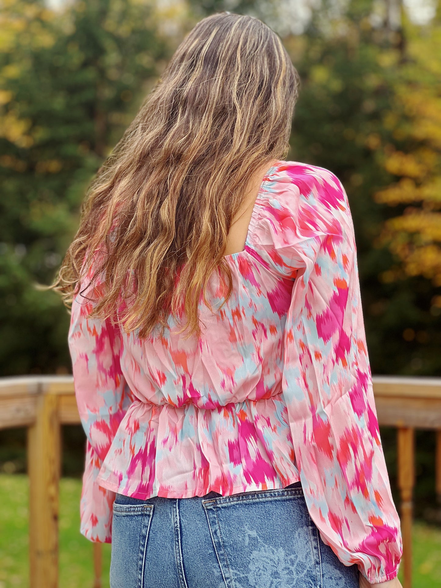 Paint The Sky Pink Long Sleeve Blouse
