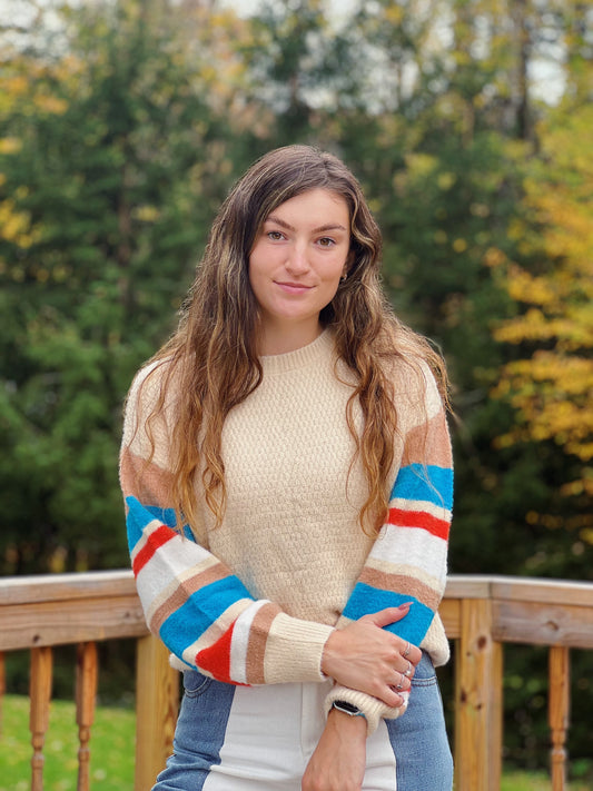 Stay True Striped Sleeve Sweater
