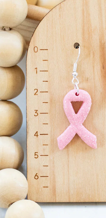 Breast Cancer Ribbon Sparkling Dangle