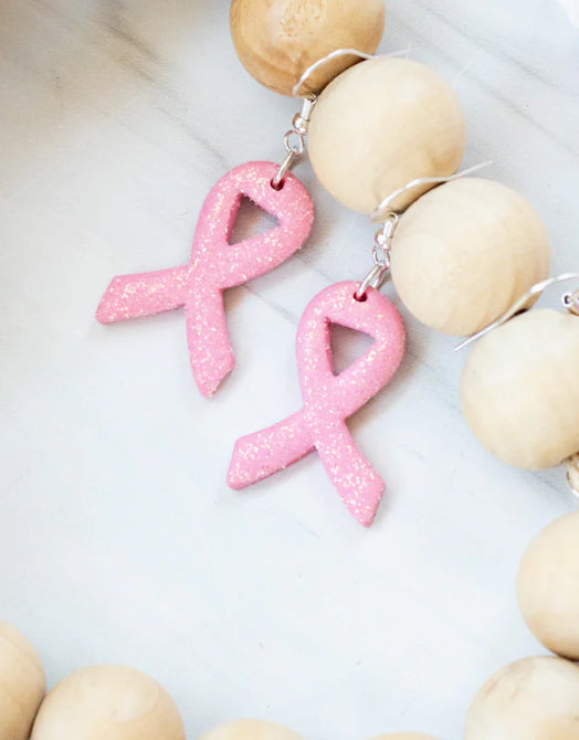 Breast Cancer Ribbon Sparkling Dangle