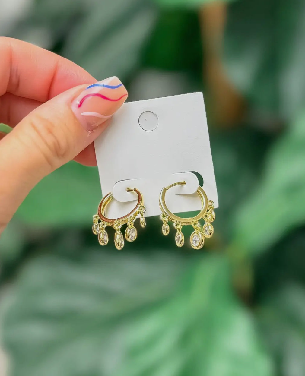 Hoop Earrings With Crystal Dangle