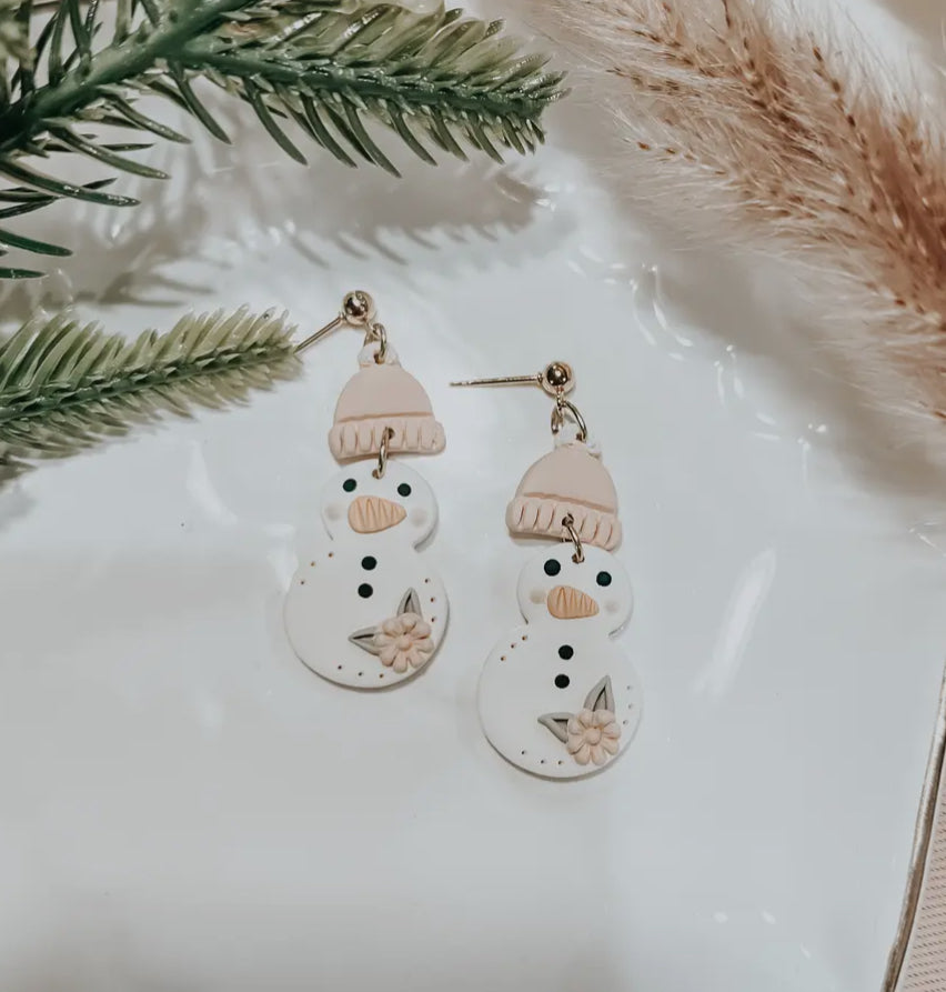Snowman Clay Dangle Earrings