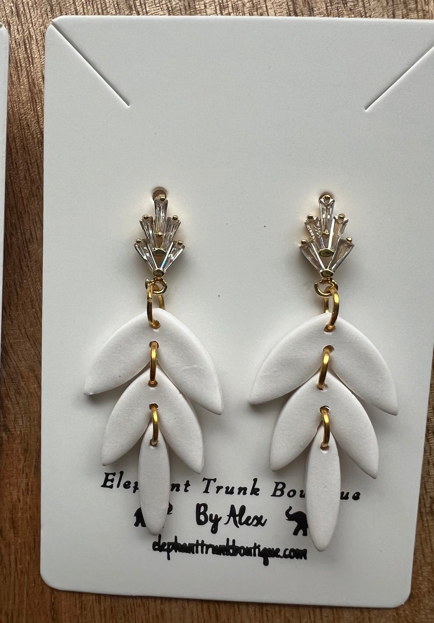 Bridal Crystal Drop White Clay Earrings
