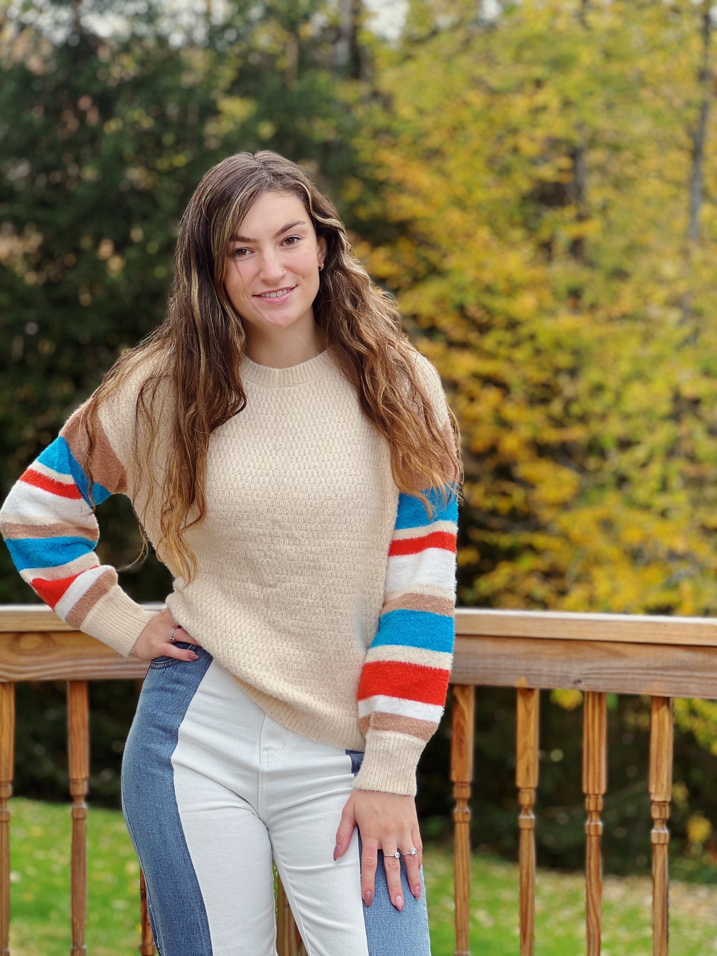 Stay True Striped Sleeve Sweater