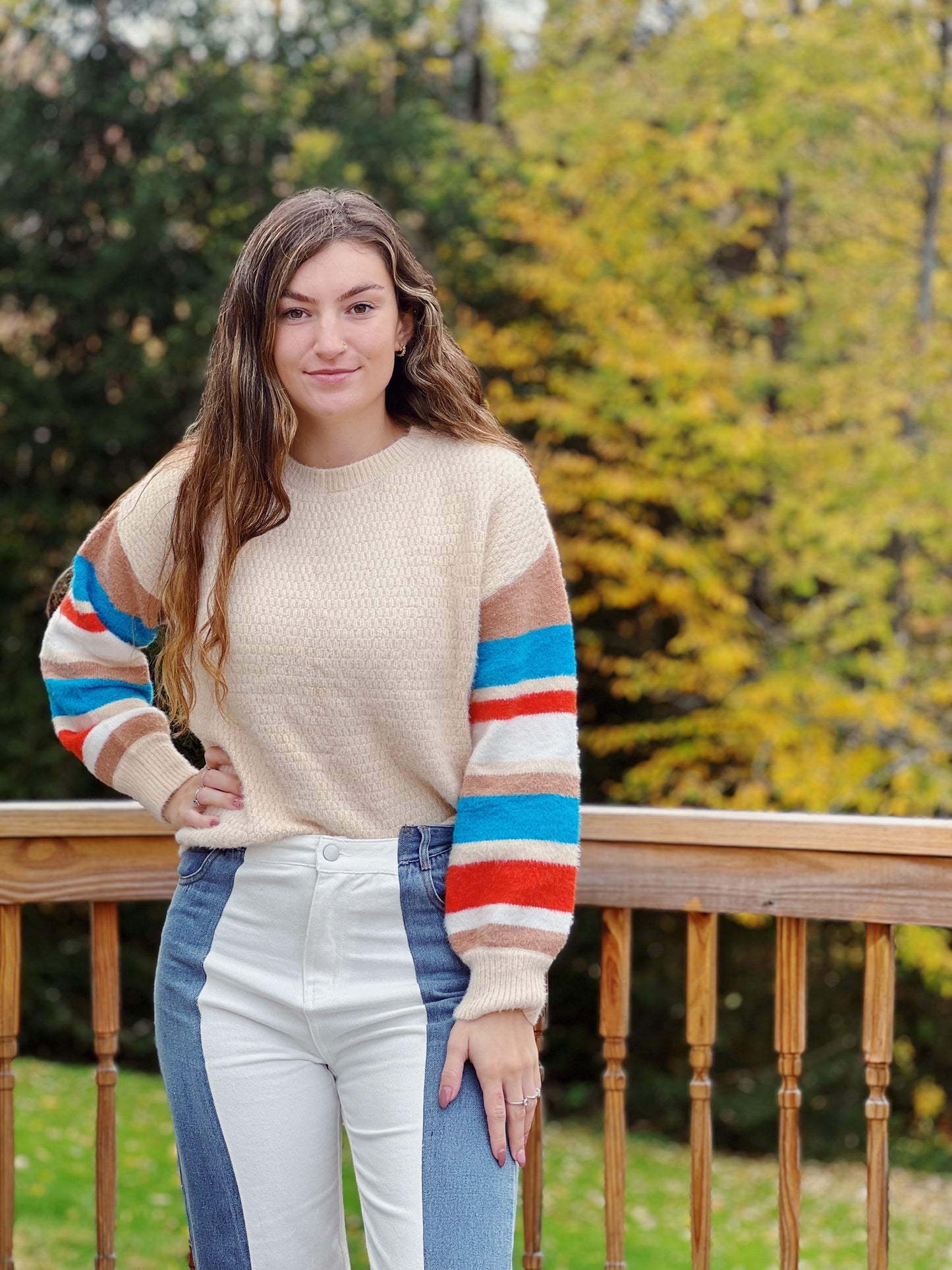 Stay True Striped Sleeve Sweater