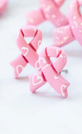 Breast Cancer Ribbon Stud Earring