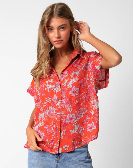 Take me to the Tropics Button Up Blouse