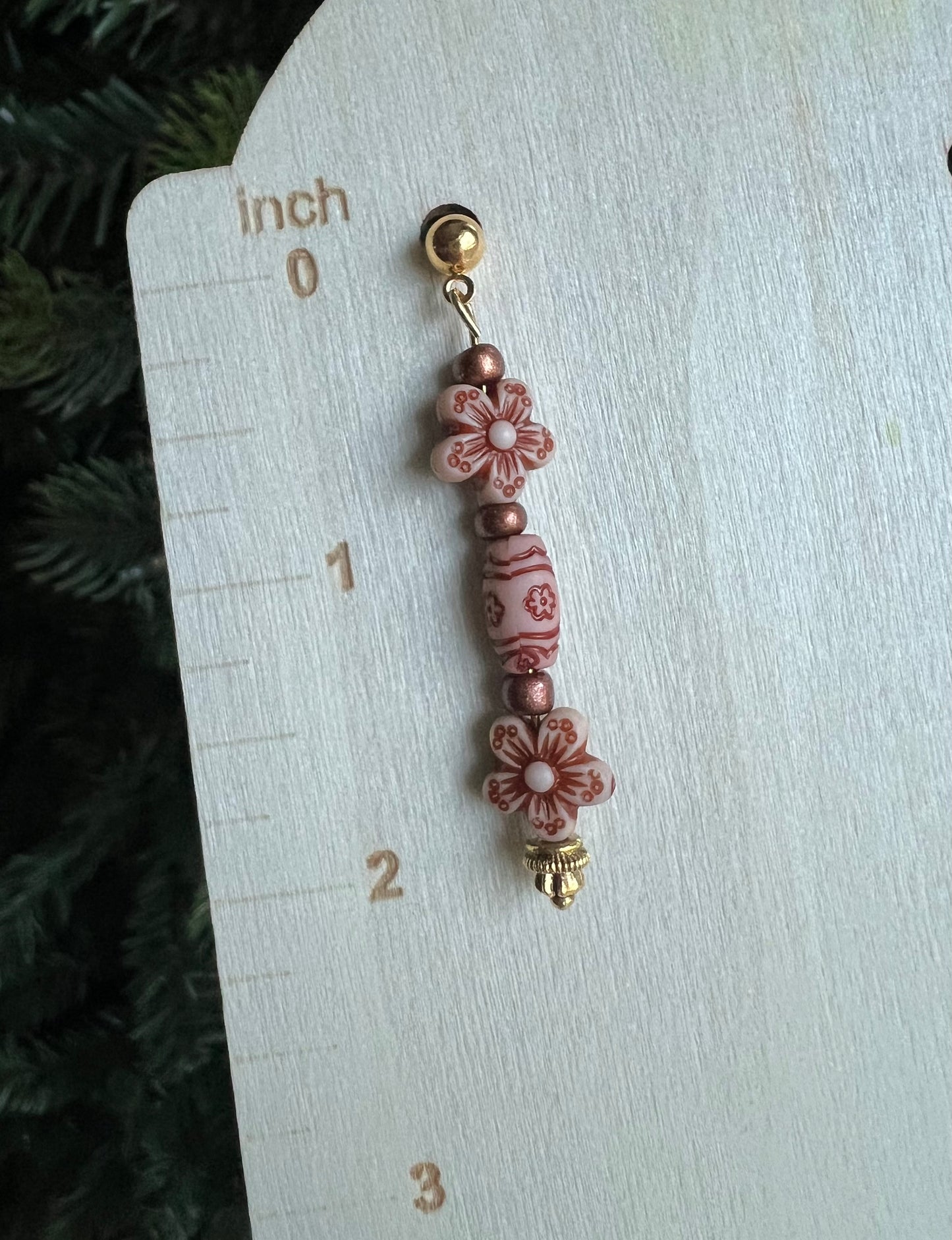 Cinnamon Spice Flower Dangle Earrings