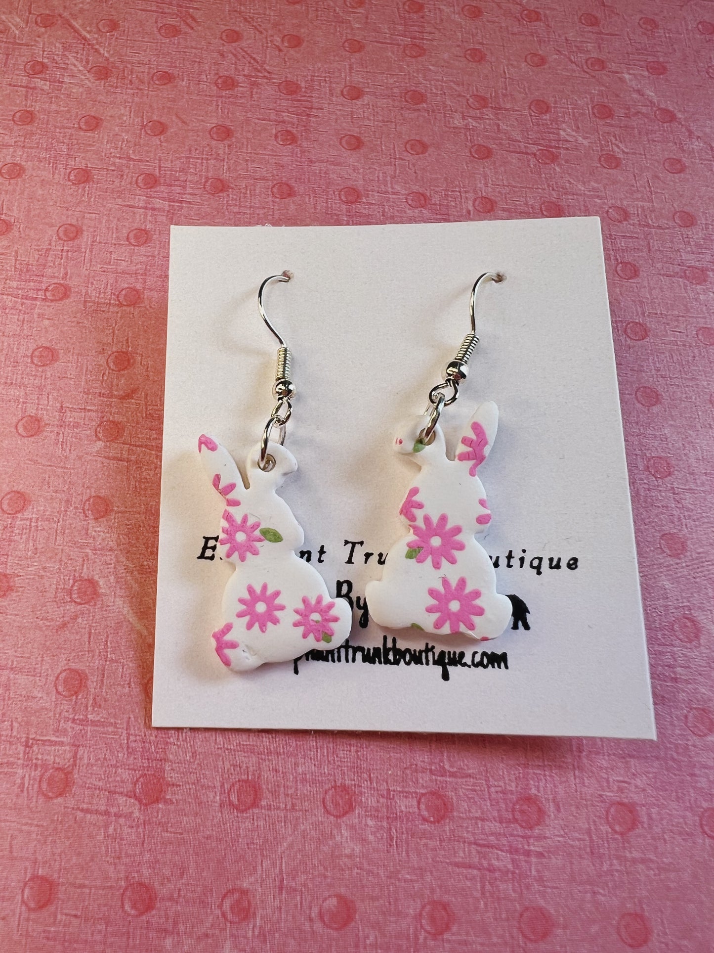 Easter Bunny Floral Print Dangle Earrings
