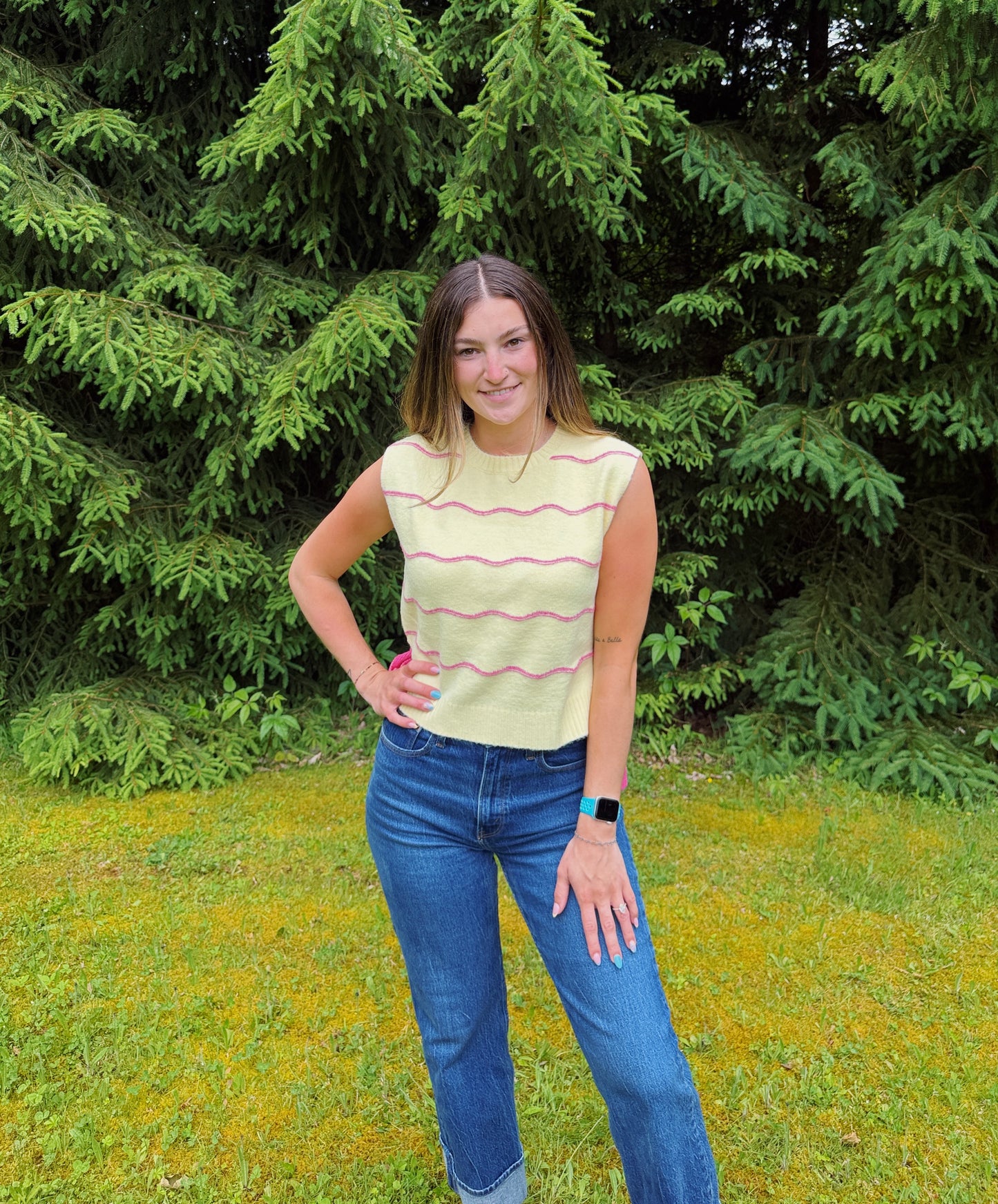 Buttercup and Blush Sweater Vest Tie Tank