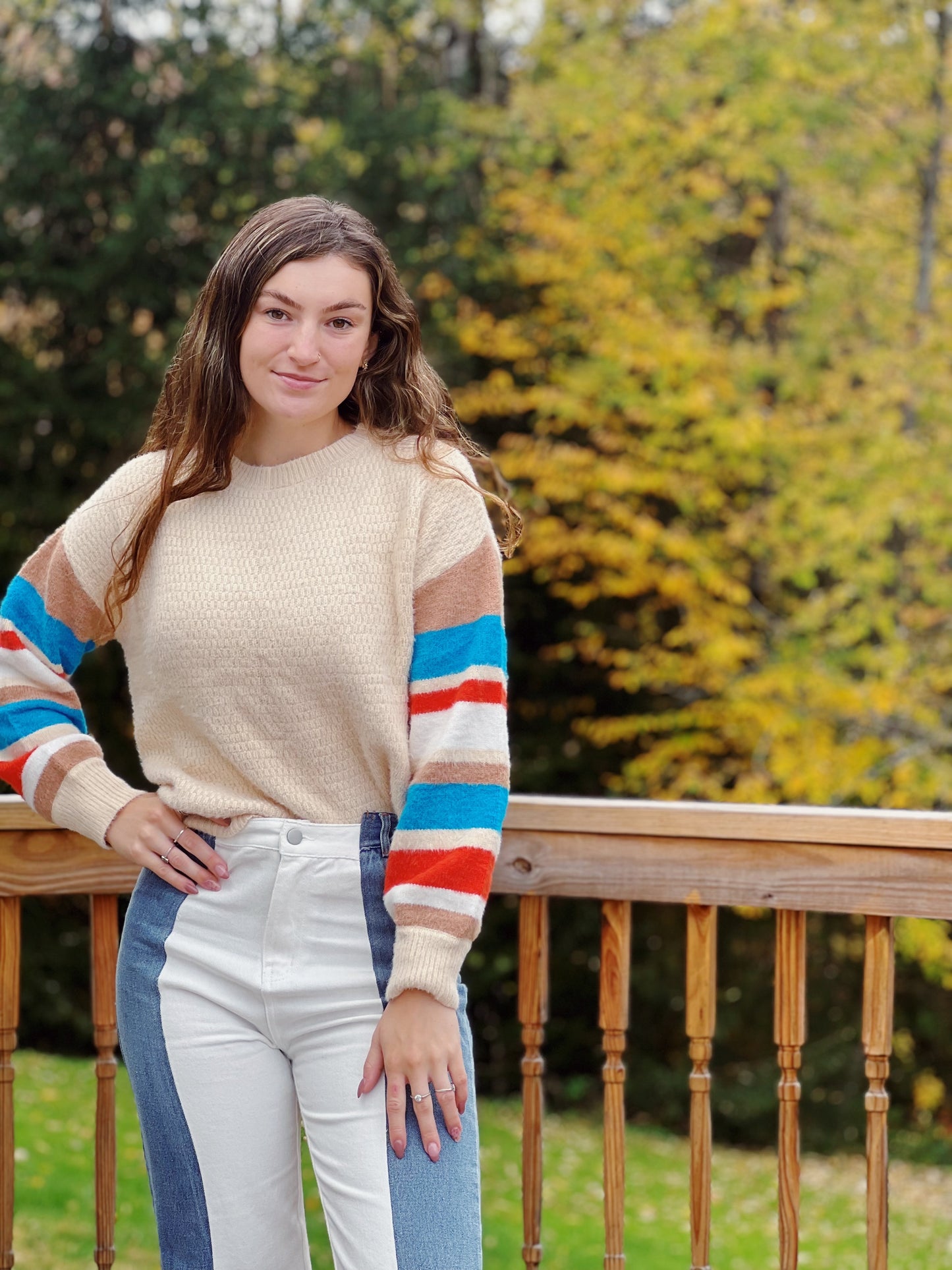 Stay True Striped Sleeve Sweater