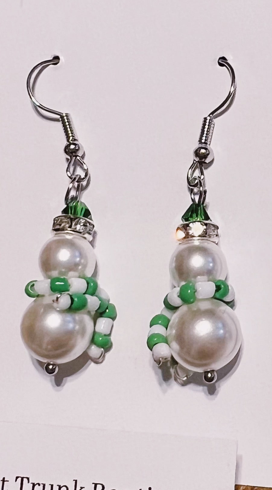 Handmade Beaded Snowman Dangle Earrings
