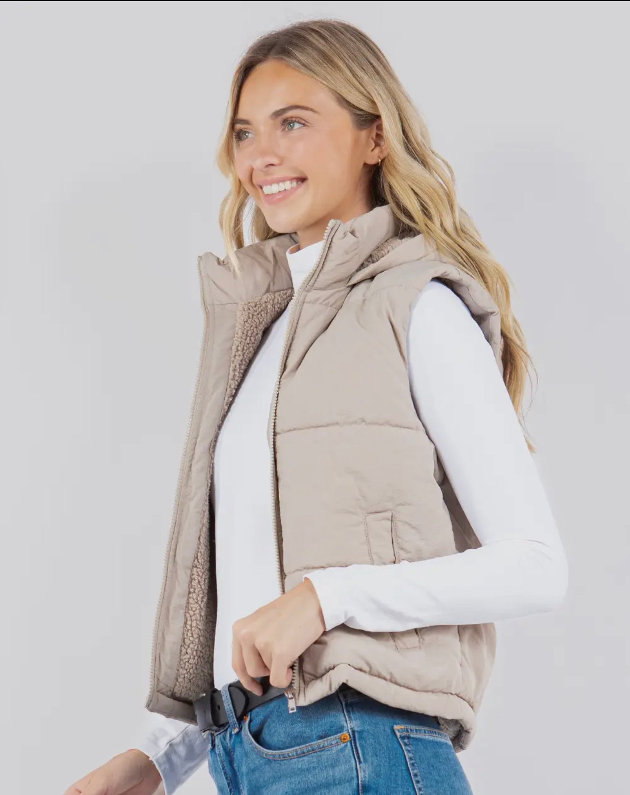 Weekend Mode Sherpa Lined Puffer Vest