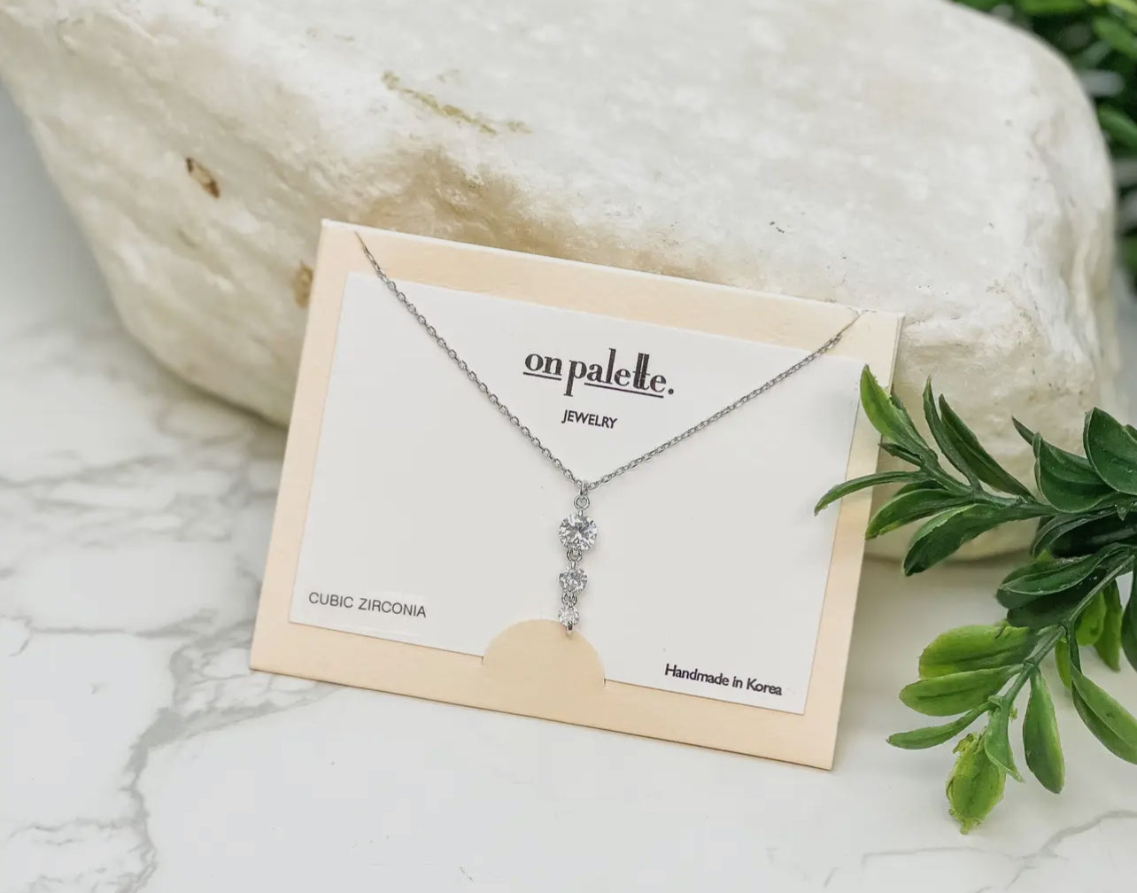Triple Stone Pendant Necklace