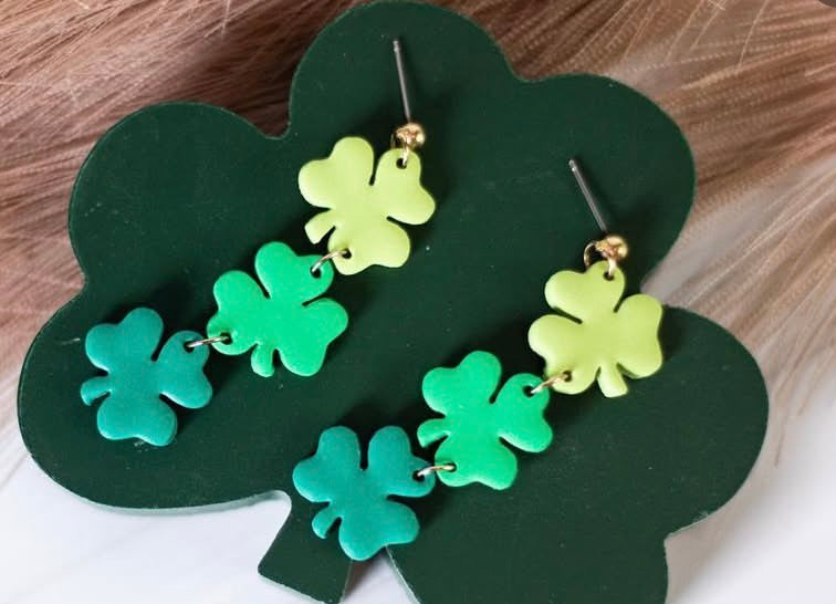 St Patrick’s Day Shamrock Trio Earrings