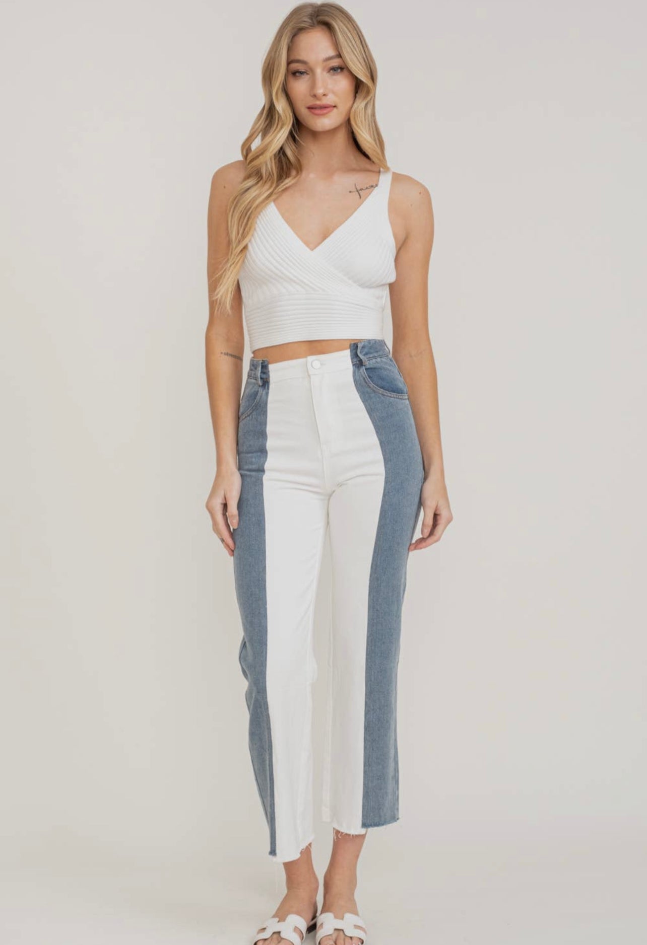 Mix It Up Denim & White 90s Boyfriend Jeans