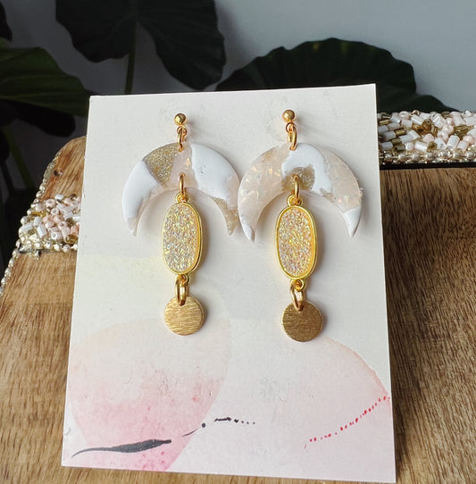 Midnight Moon Clay Dangle Earrings