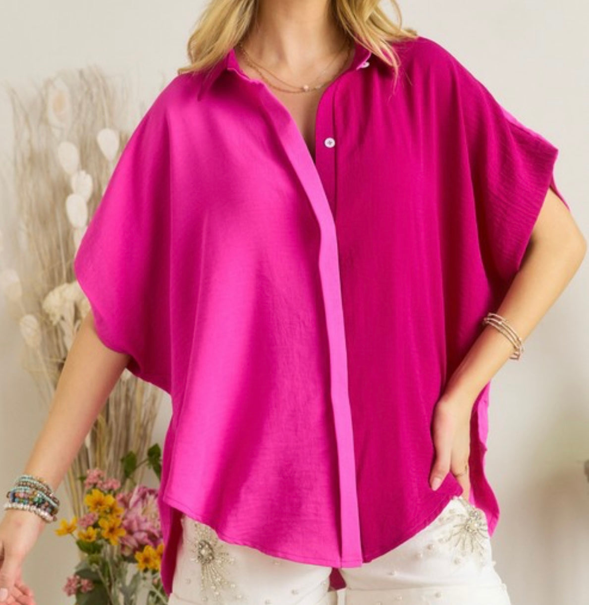 Timeless Beauty Fuchsia Blouse
