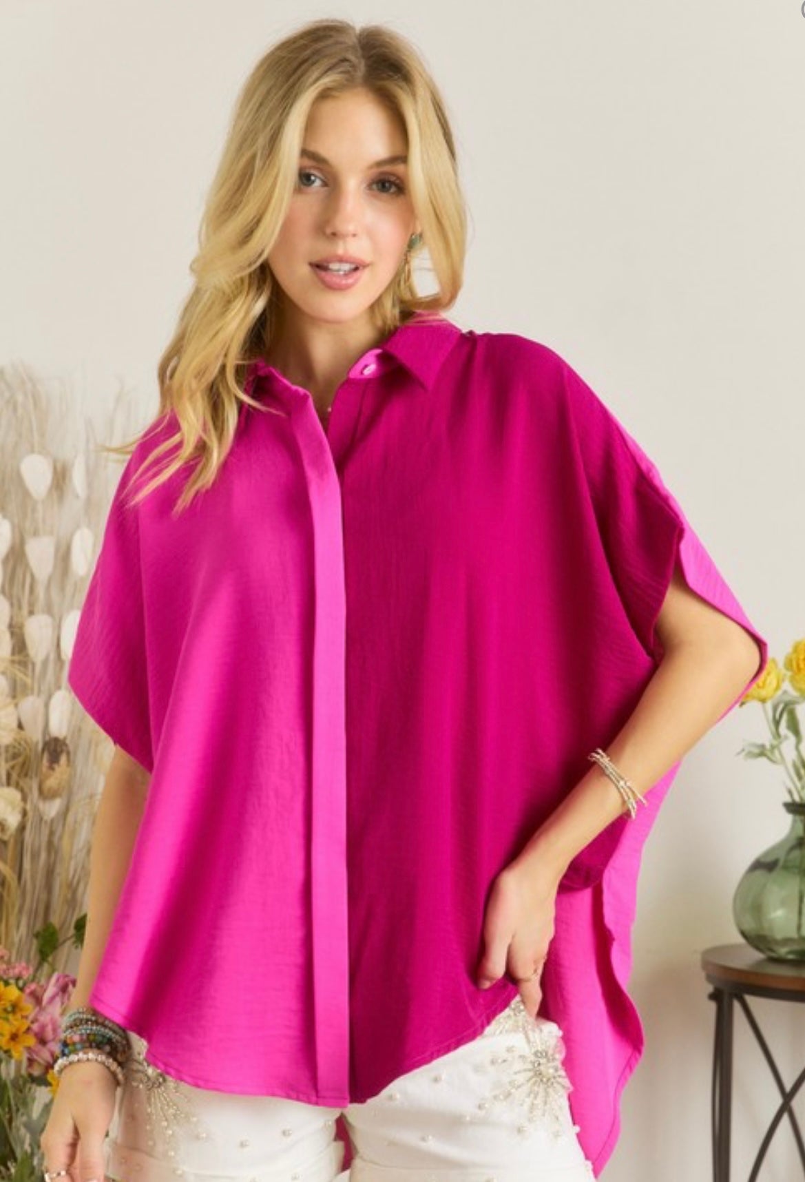 Timeless Beauty Fuchsia Blouse