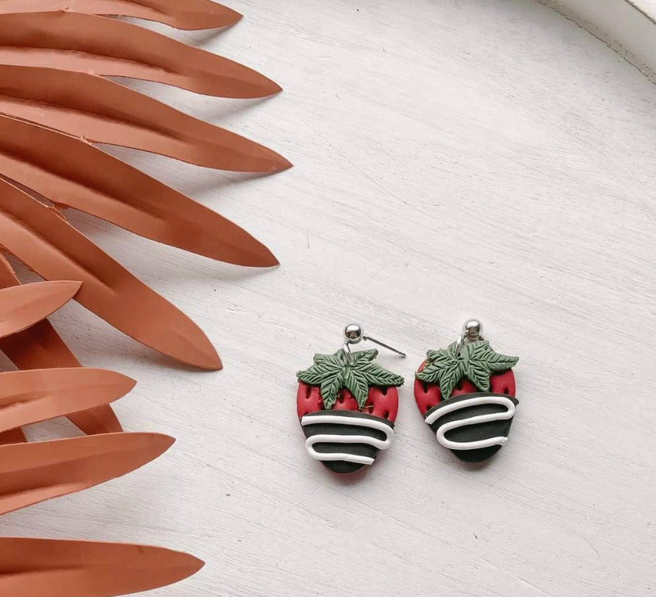 Chocolate Covered Strawberry Earrings