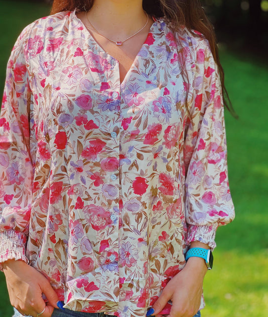 Favorite Flowers Floral Blouse