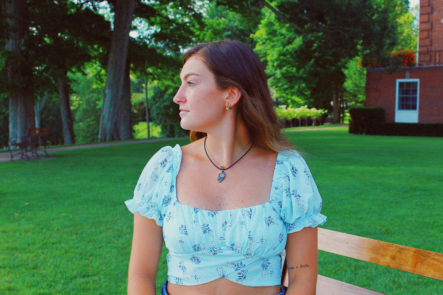 Floral Ruched Tie Back Top