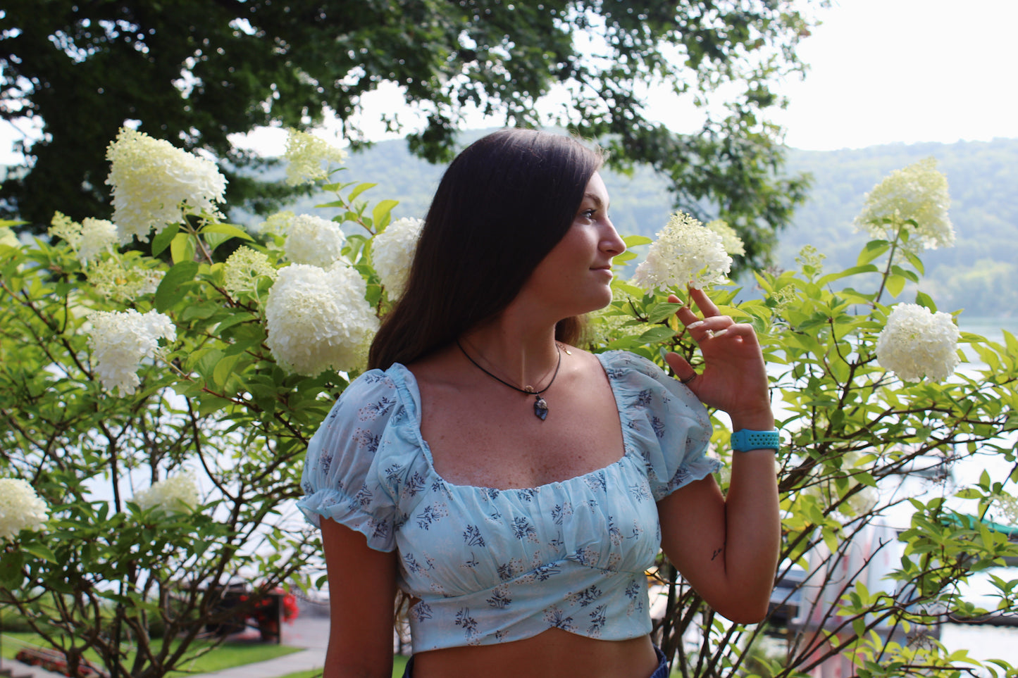 Floral Ruched Tie Back Top