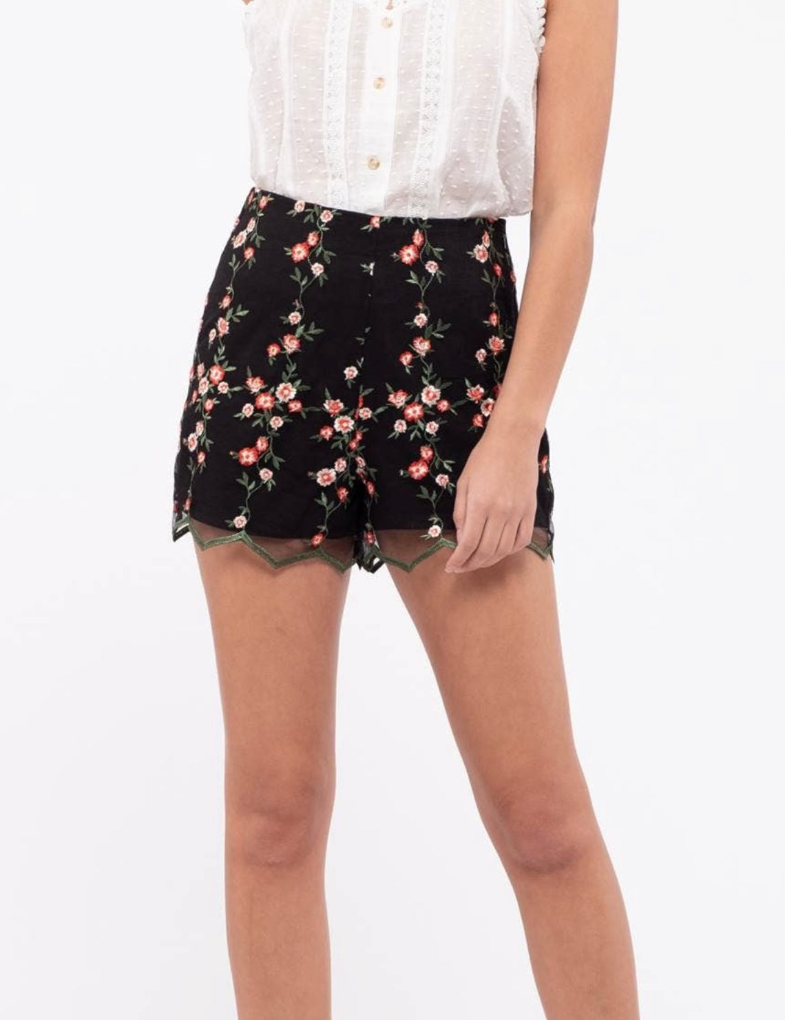 Floral embroidered clearance shorts