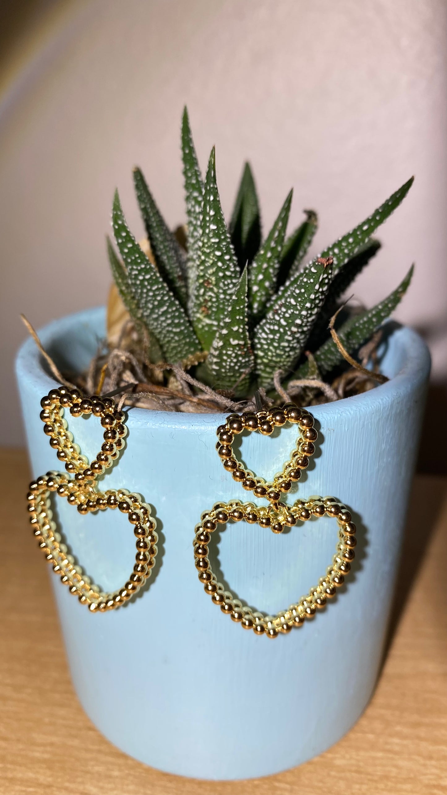 Beaded Hearts Dangle Earrings