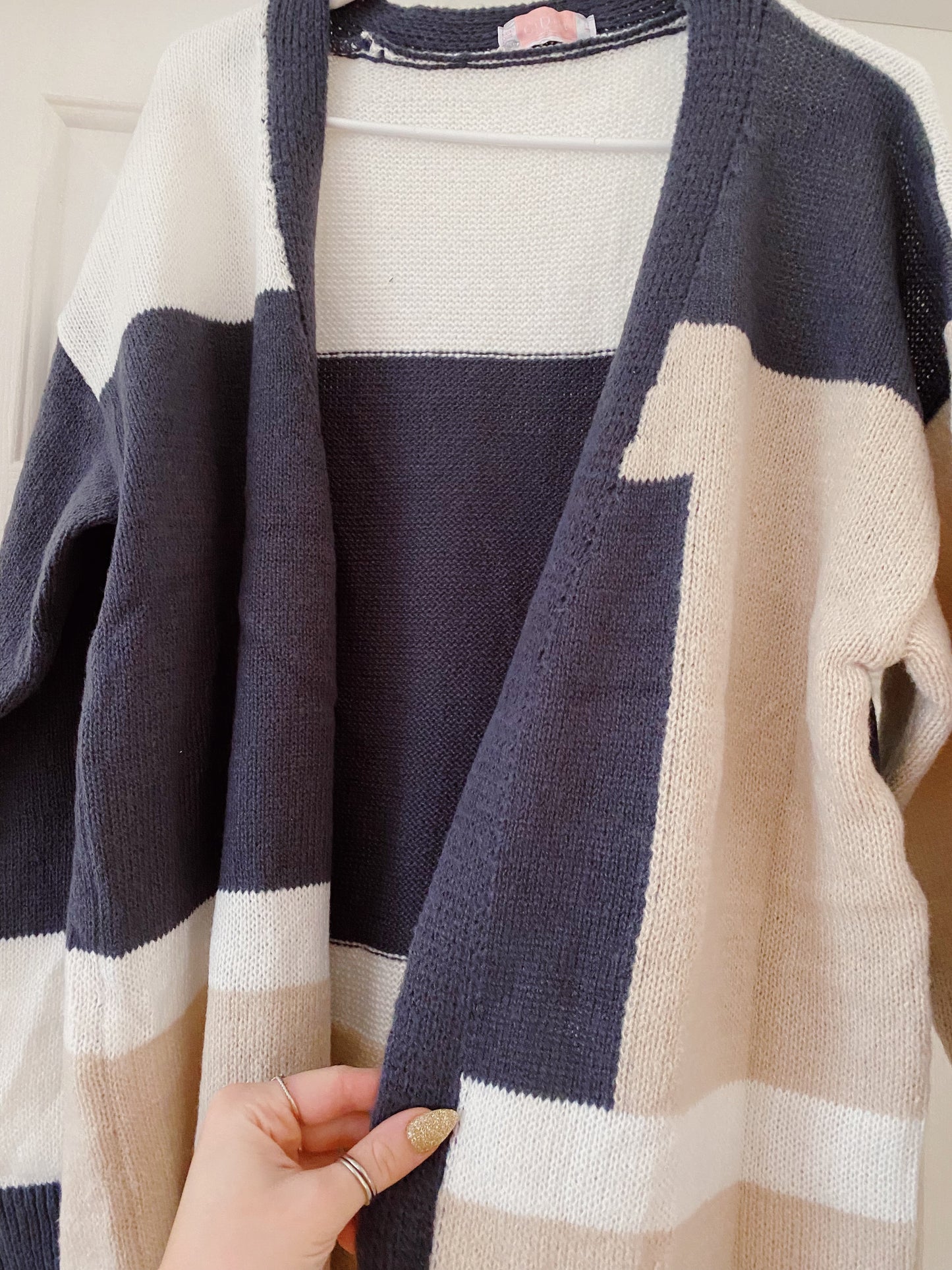 Neutral Tones ColorBlock Cardigan Sweater