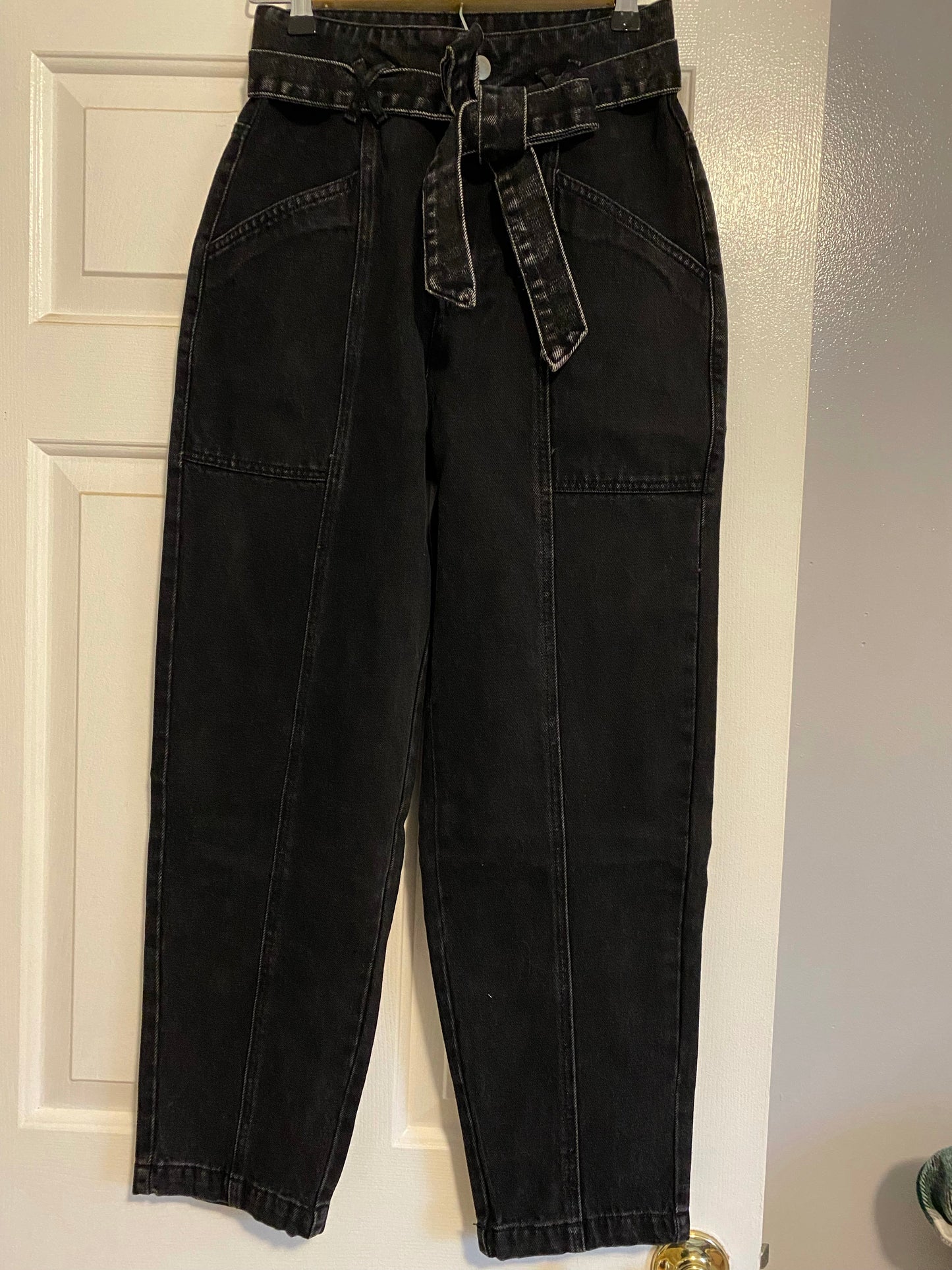 Black Belted Denim Jeans