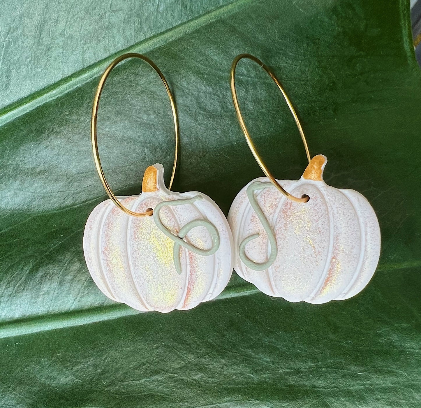 Pumpkin Clay Hoop Earrings