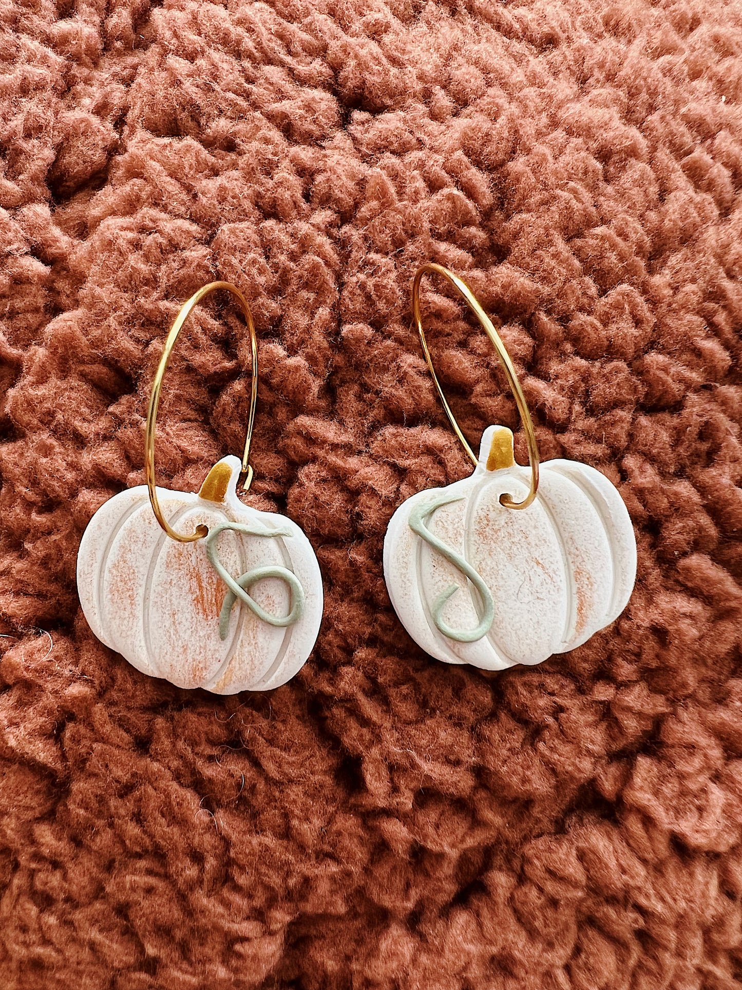 Pumpkin Clay Hoop Earrings