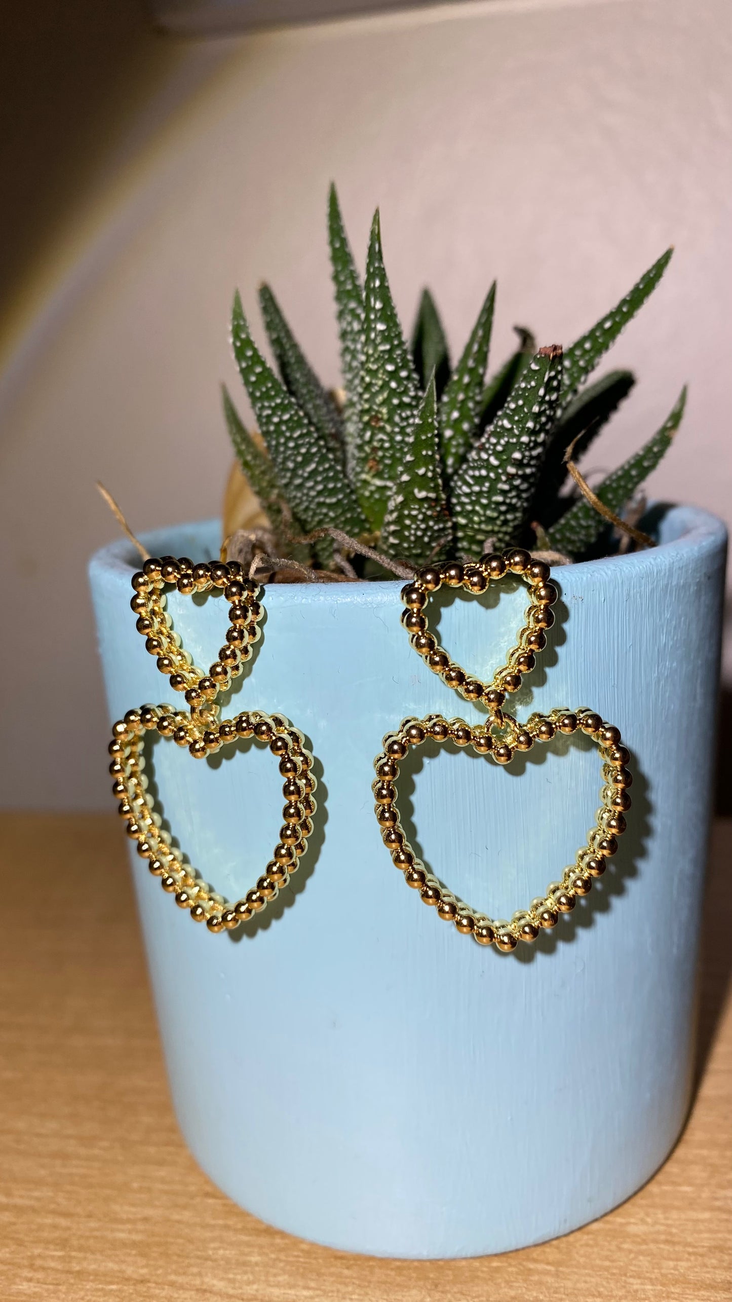 Beaded Hearts Dangle Earrings