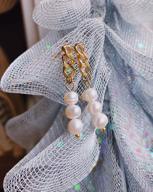 Stacked Pearls Dangle Earrings