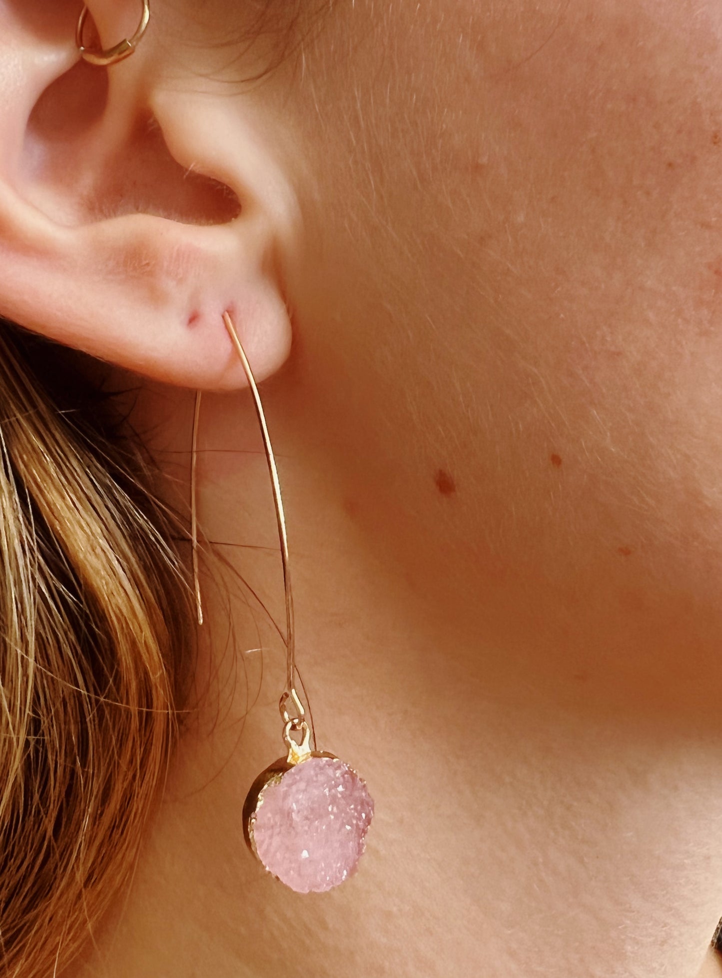 Gold with Crystal Dangle Earrings