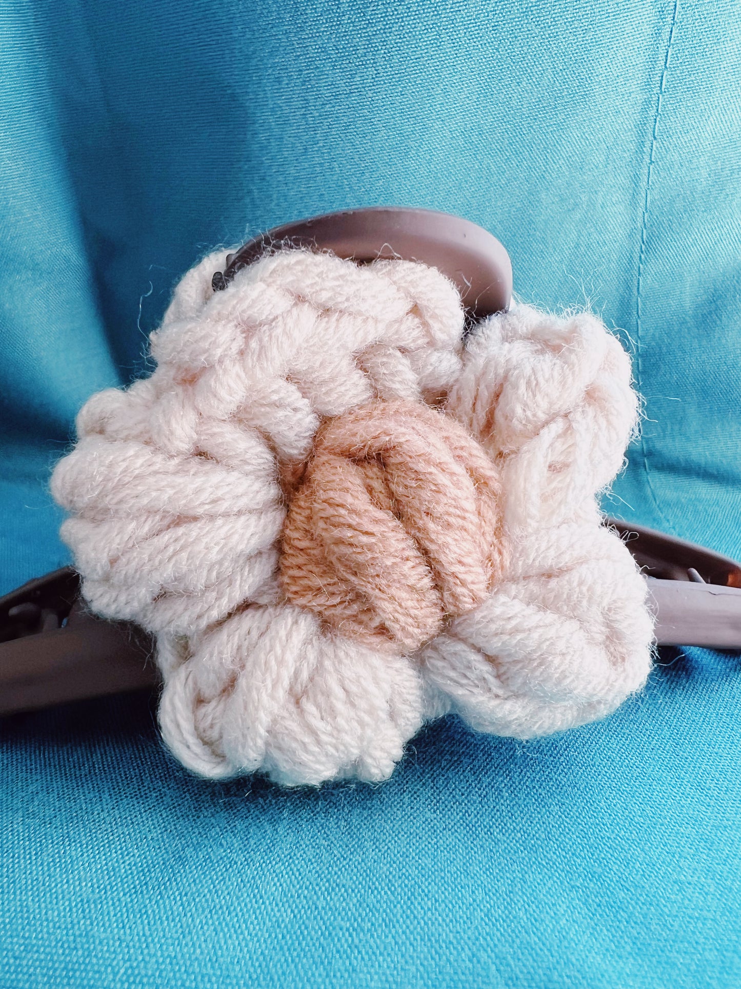 Knit Flower Claw Clip