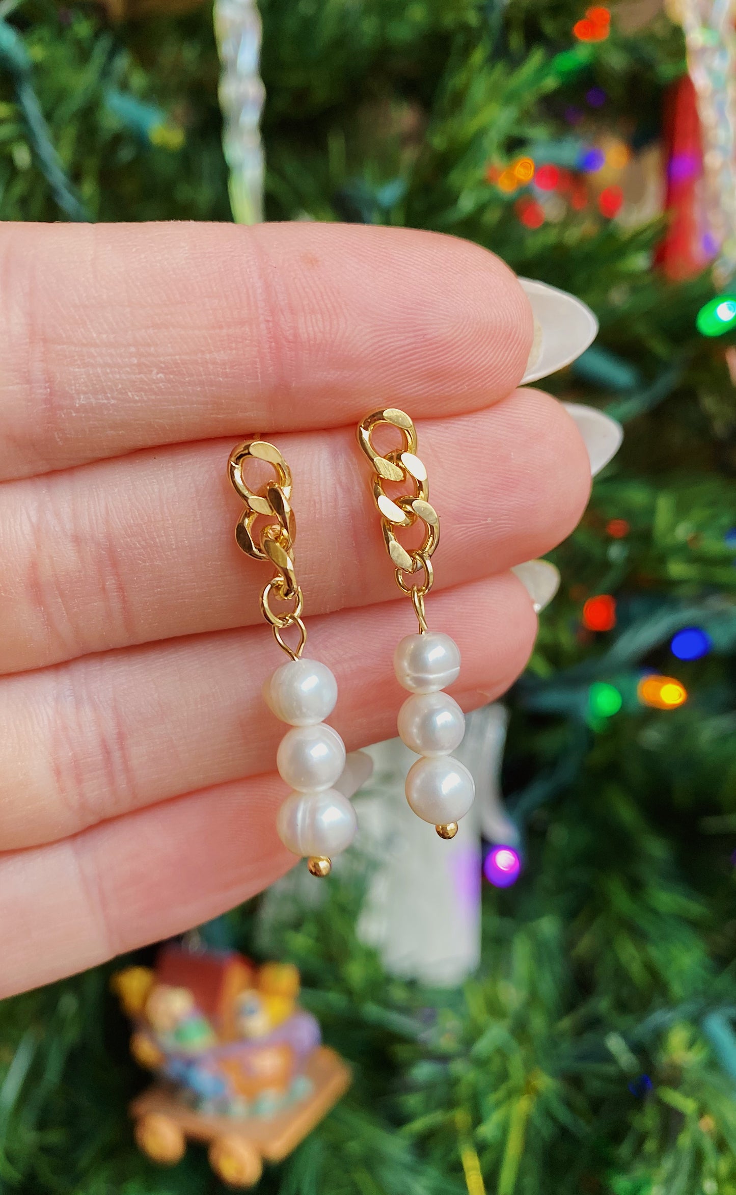 Stacked Pearls Dangle Earrings