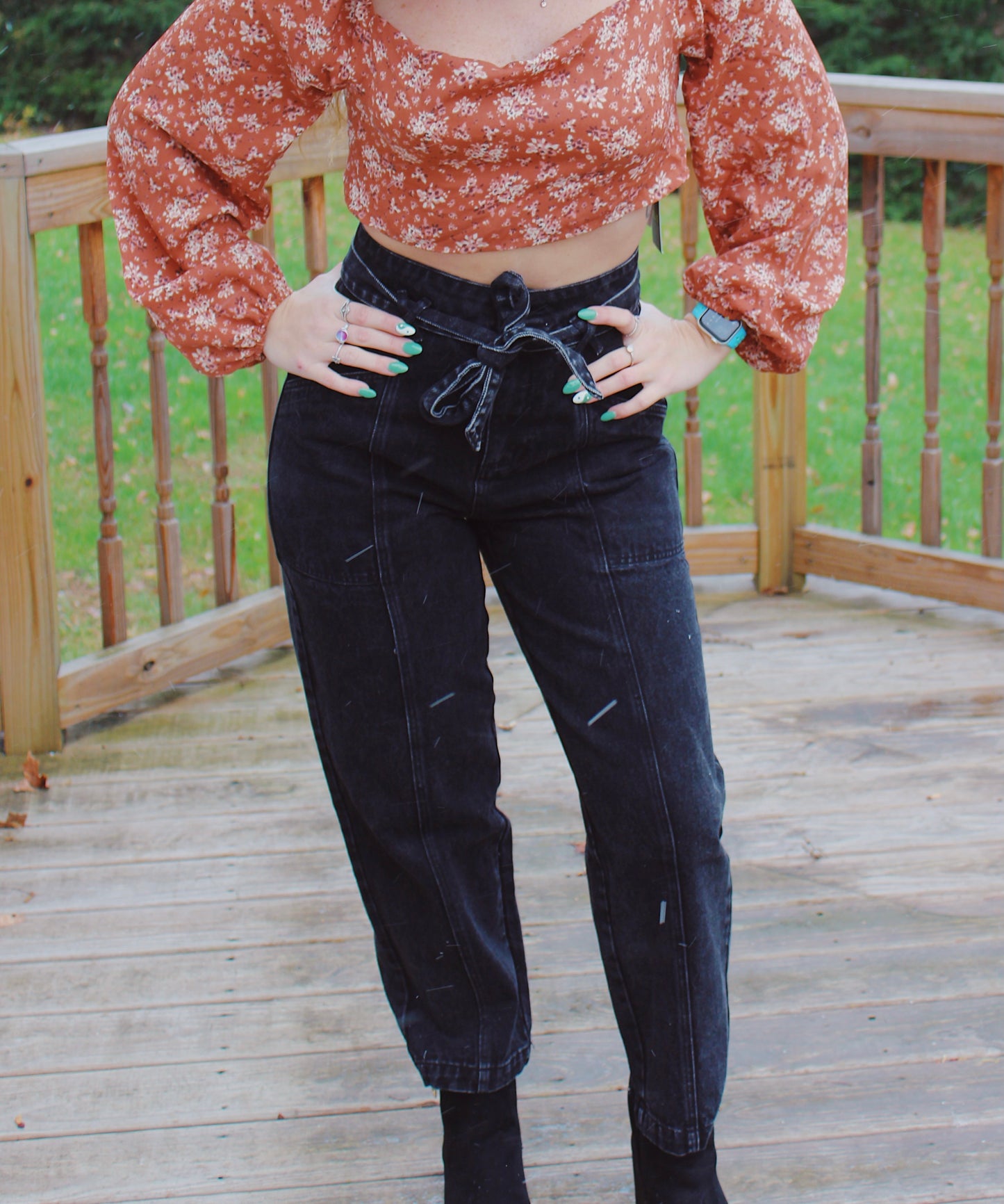 Black Belted Denim Jeans